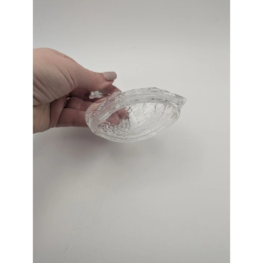 Clear Glass Swan Figurine Trinket Dish‎ Lid ONLY 3.5